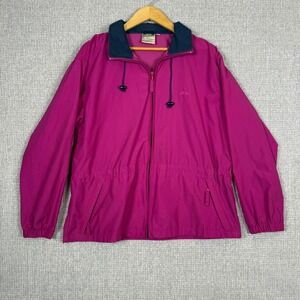Vtg LL Bean Windbreaker Jacket Hooded Lightweight‎ Pink Purple Sz M Chore Gorp